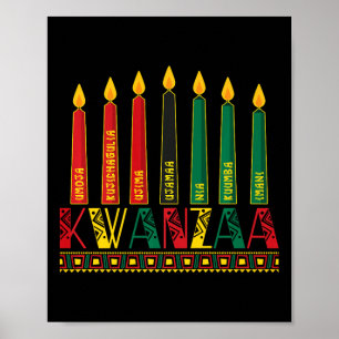 Affiche Funny Happy Kwanzaa Kinara Principes bougies Pan