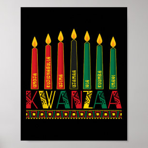 Affiche Funny Happy Kwanzaa Kinara Principes bougies Pan