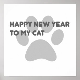 Affiche funny happy new year 2022 cat sayings quote