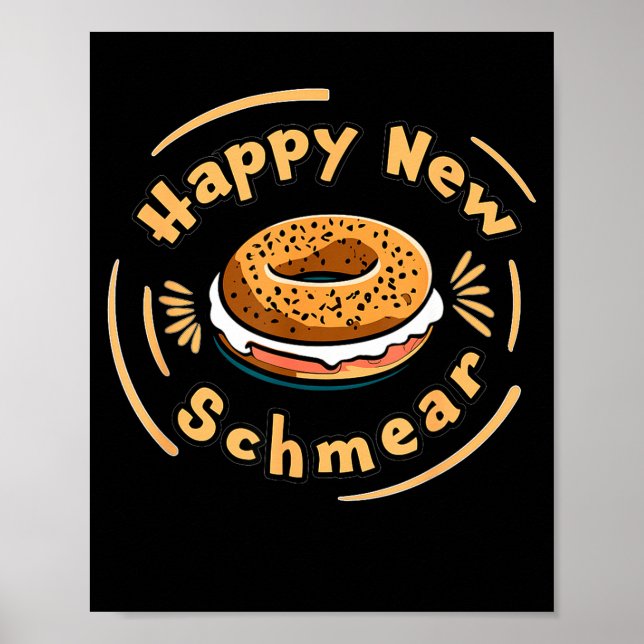 Affiche Funny Happy New Year Bagel &amp; Schmear Jewish Br (Devant)