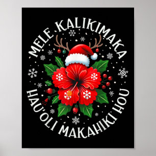 Affiche Funny Hawaii Père Noël Xmas Tree vacances de surf