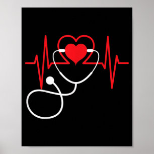 Affiche Funny Heart Beats Nurse Nurse Nurse Nurse Médicale