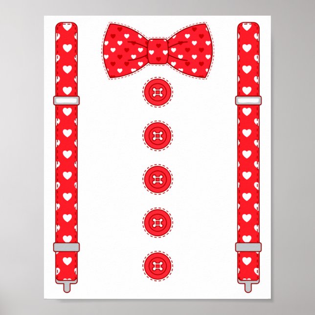 Affiche Funny Hearts Bow Tie Suspenders Valentine's Day Co (Devant)