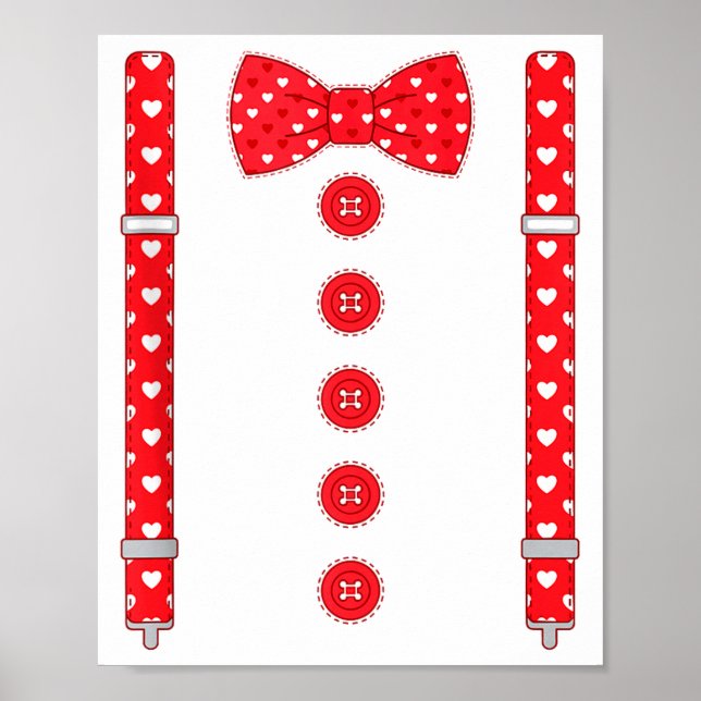Affiche Funny Hearts Bow Tie Suspenders Valentine's Day Co (Devant)