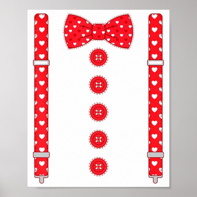 Affiche Funny Hearts Bow Tie Suspenders Valentine's Day Co (Devant)
