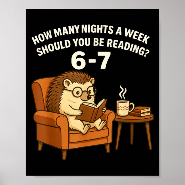 Affiche Funny Hedgehog Reading Book 67 Six Seven Meme  (Devant)