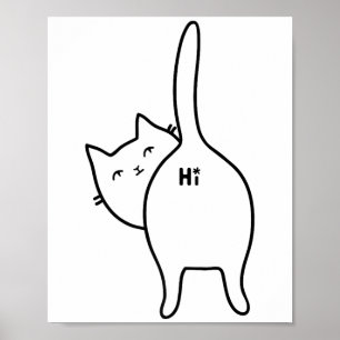 Affiche Funny Hello Black Cat Butt Hi Design pour Amoureux