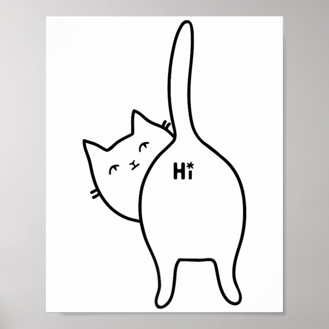 Affiche Funny Hello Black Cat Butt Hi Design pour Amoureux (Devant)
