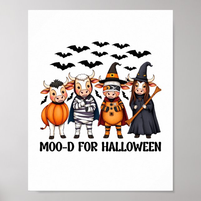 Affiche Funny Highland Cow Moo-d pour Halloween (Devant)
