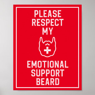 Affiche Funny Homme's Emotional Support Beard Joke Billet