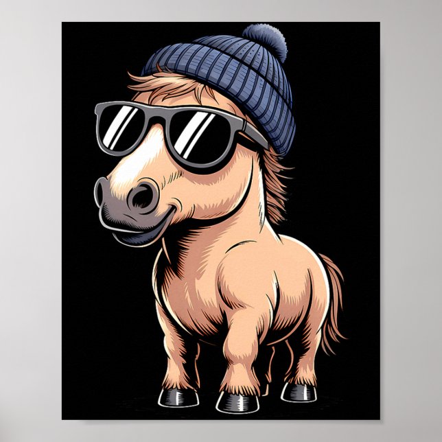 Affiche Funny Horse In Retro Style - Farm Humour Ny Funny  (Devant)