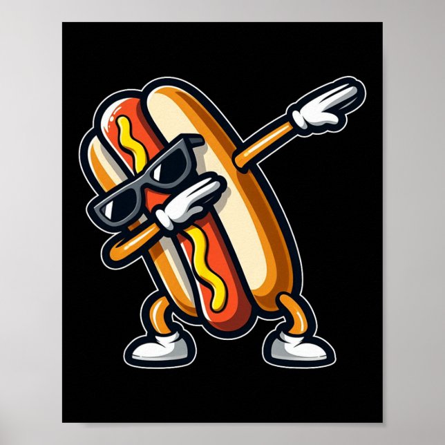 Affiche Funny Hot Amoureux des chiens Hotdog Dab Dancing F (Devant)