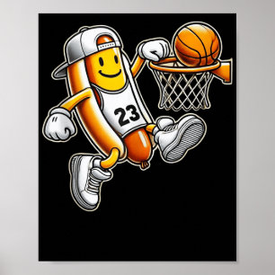 Affiche Funny Hotdog Basketball Dunk Sports Court Athlétis