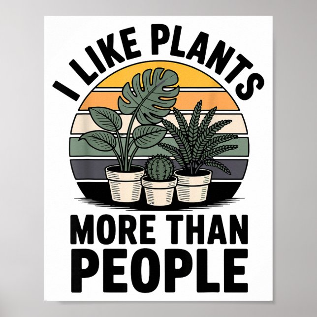 Affiche Funny I Like Plants More Than People Design  (Devant)