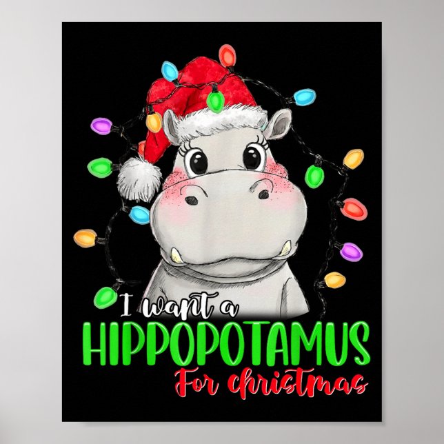 Affiche Funny I Want A Hiptamus For Christmas Xmas Hip Lov (Devant)