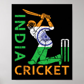 Affiche Funny India Flag Cricket Supporters Tee Indian Cri
