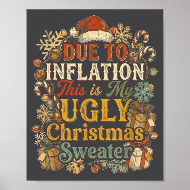 Affiche Funny Inflation Ugly Christmas Sweater Retro Vinta (Devant)