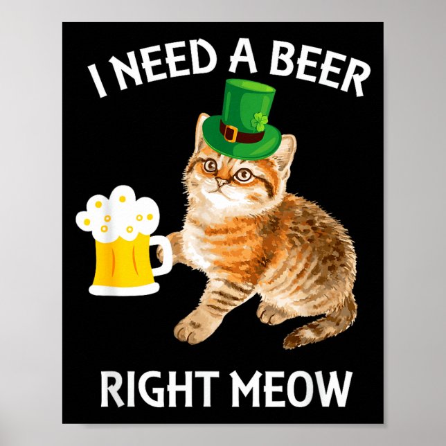 Affiche Funny Irish Beer Cat St Patricks Day Drinking With (Devant)