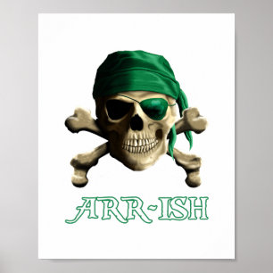 Affiche Funny Irlandais Jolly roger Pirate Crâne ARR ISH