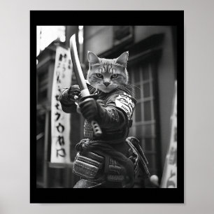 Affiche Funny Japonais Samurai Chat Mème Martial Arts Papa