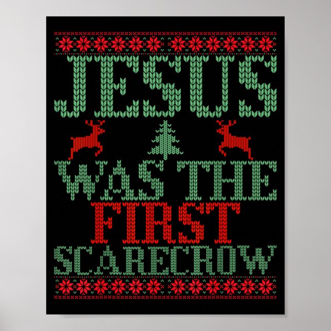 Affiche Funny Jesus Was The First Ecrow Ugly Sweater Style (Devant)