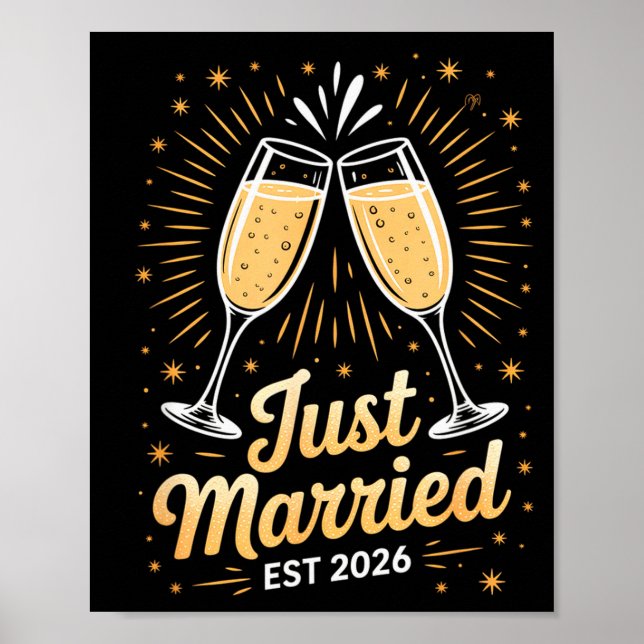 Affiche Funny Just Married Newlywed Honeymoon Couple 2026  (Devant)