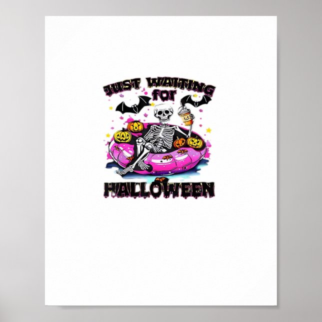 Affiche Funny Just Waiting For Halloween Skeleton Spooky V (Devant)