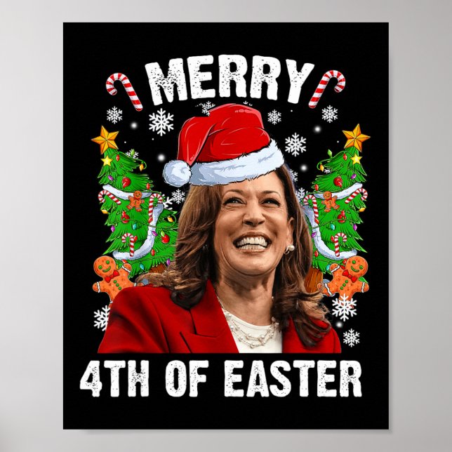 Affiche Funny Kamala Harris Noël Santa Hat Joyeux 4e (Devant)
