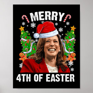 Affiche Funny Kamala Harris Noël Santa Hat Joyeux 4e