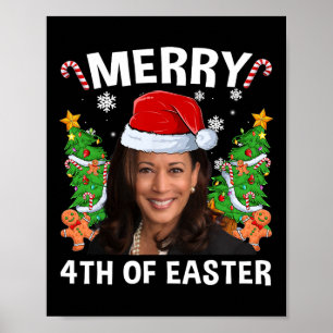 Affiche Funny Kamala Harris Noël Santa Hat Joyeux 4e