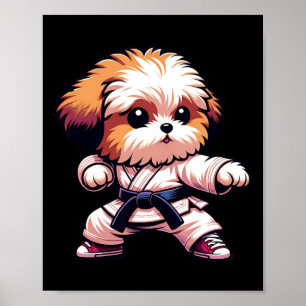 Affiche Funny Karate Bolonka Chien Humour Arts Martiaux Fu