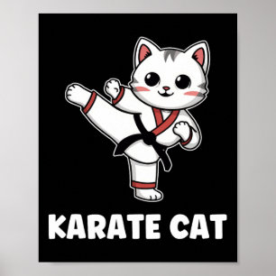 Affiche Funny Karate Cat Kawaii Fille Femmes Karate