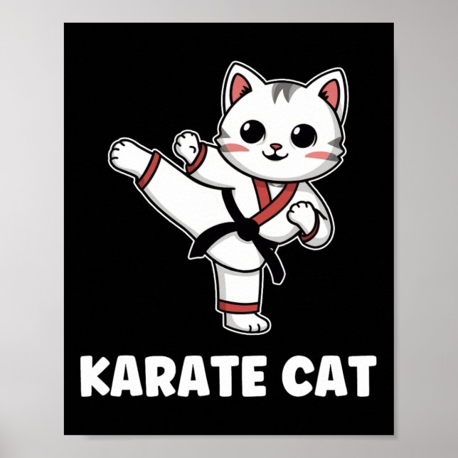 Affiche Funny Karate Cat Kawaii Fille Femmes Karate (Devant)