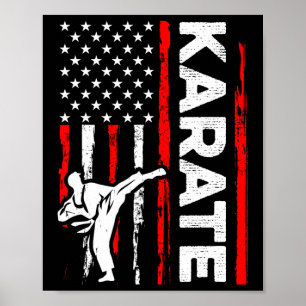 Affiche Funny Karate Design 4 juillet Drapeau américain