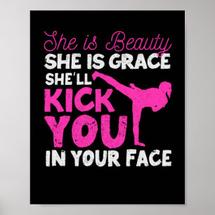 Affiche Funny Karate Girl Tae-Kwon Do She Is Beauty