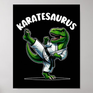 Affiche Funny Karatesaurus Dinosaur T Rex À Karate Gi Bla