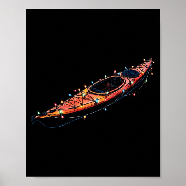 Affiche Funny Kayak Christmas Graphics Lights Lover Kayaki (Devant)