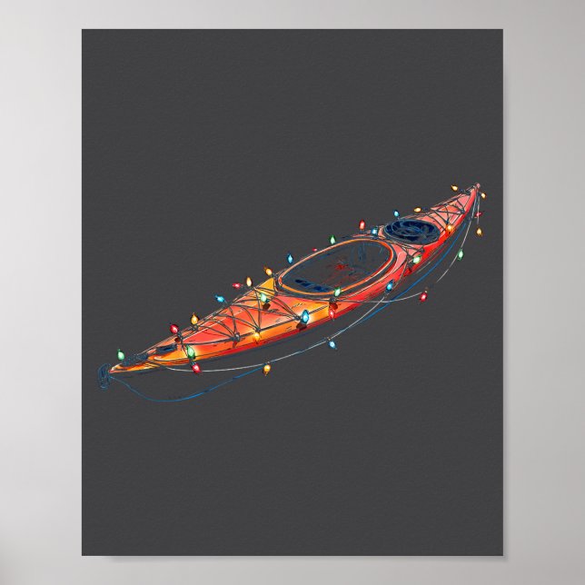 Affiche Funny Kayak Christmas Graphics Lights Lover Kayaki (Devant)