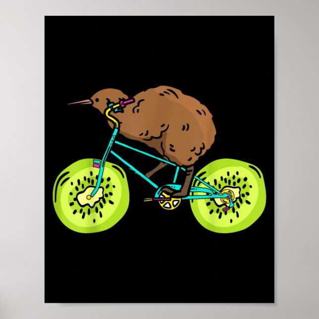 Affiche Funny Kiwi Biker Cycling Gift New Zealand  (Devant)