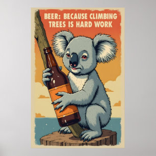 Affiche Funny Koala Beer Art - Les arbres d'Escalades est 