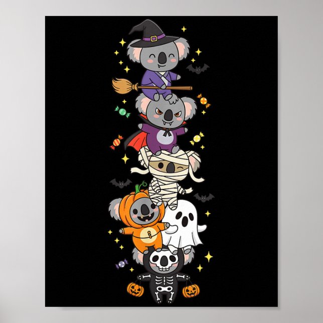 Affiche Funny Koala Witch Vampire Ghost Halloween Kids Men (Devant)
