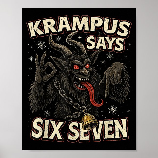 Affiche Funny Krampus Says Six Seven 6 7 Meme Christmas Ho (Devant)