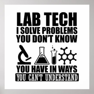 Affiche Funny lab tech cite laboratoire technicien humour