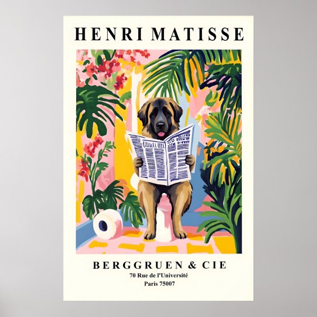 Affiche Funny Leonberger Art - Dog on Toilet, Matisse (Devant)
