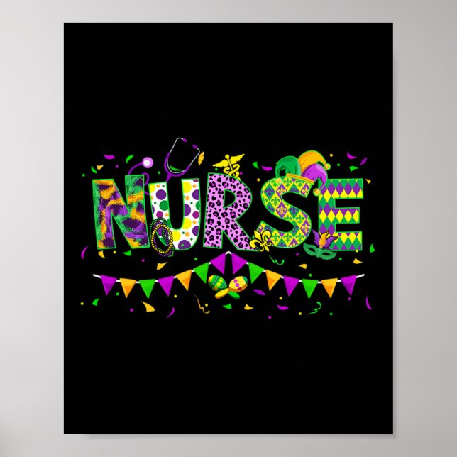 Affiche Funny Leopard Mardi Gras Nurse Nurse School Appa (Devant)