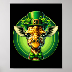 Affiche Funny Leprechaun Giraffe Jour de la Saint Patrick 