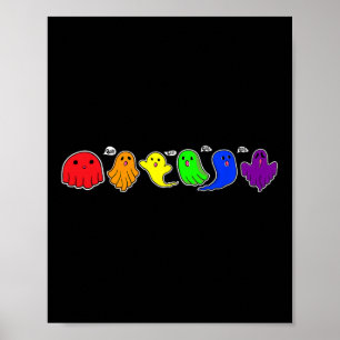 Affiche Funny Lgbtq Boo Ghost Éffrayant Halloween Rainbow 