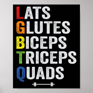 Affiche Funny Lgbtq Lats Glutes Biceps Triceps Quads Peser