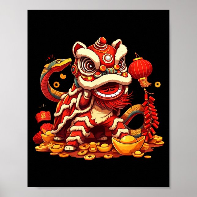 Affiche Funny Lion Snake Chinese New Year 2025 Womens Mens (Devant)