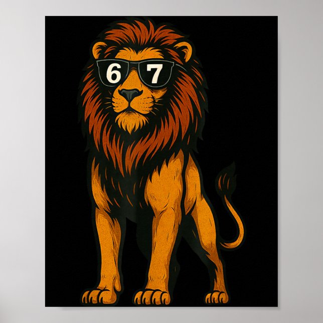 Affiche Funny Lion Sungles 67 Six Seven Meme  (Devant)